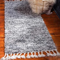 Hochflor Läufer Teppich in Grau und Creme - Cesario