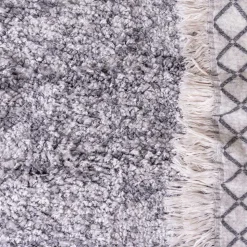 Hochflor Läufer Teppich in Grau und Creme - Cesario