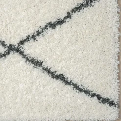 Hochflor Teppich in Creme und Schwarz - You