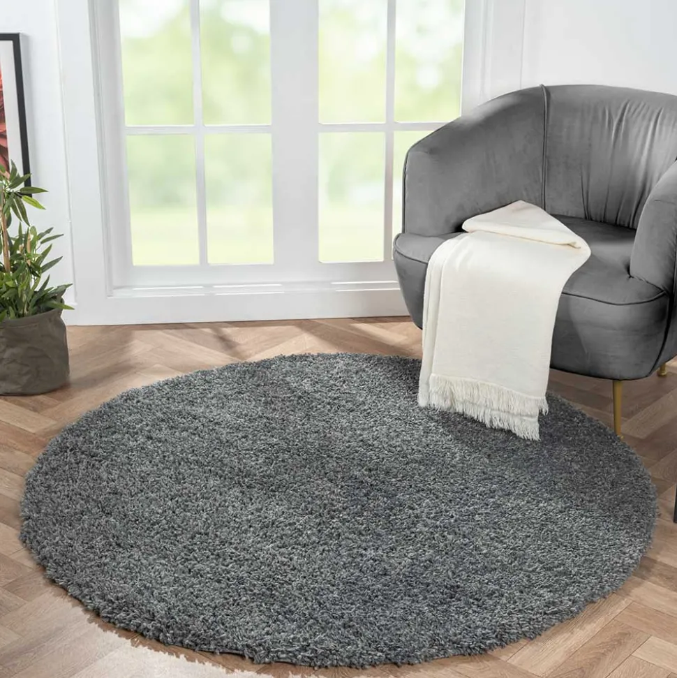 Hochflor Teppich in Dunkelgrau - Eleva