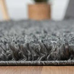 Hochflor Teppich in Dunkelgrau - Eleva