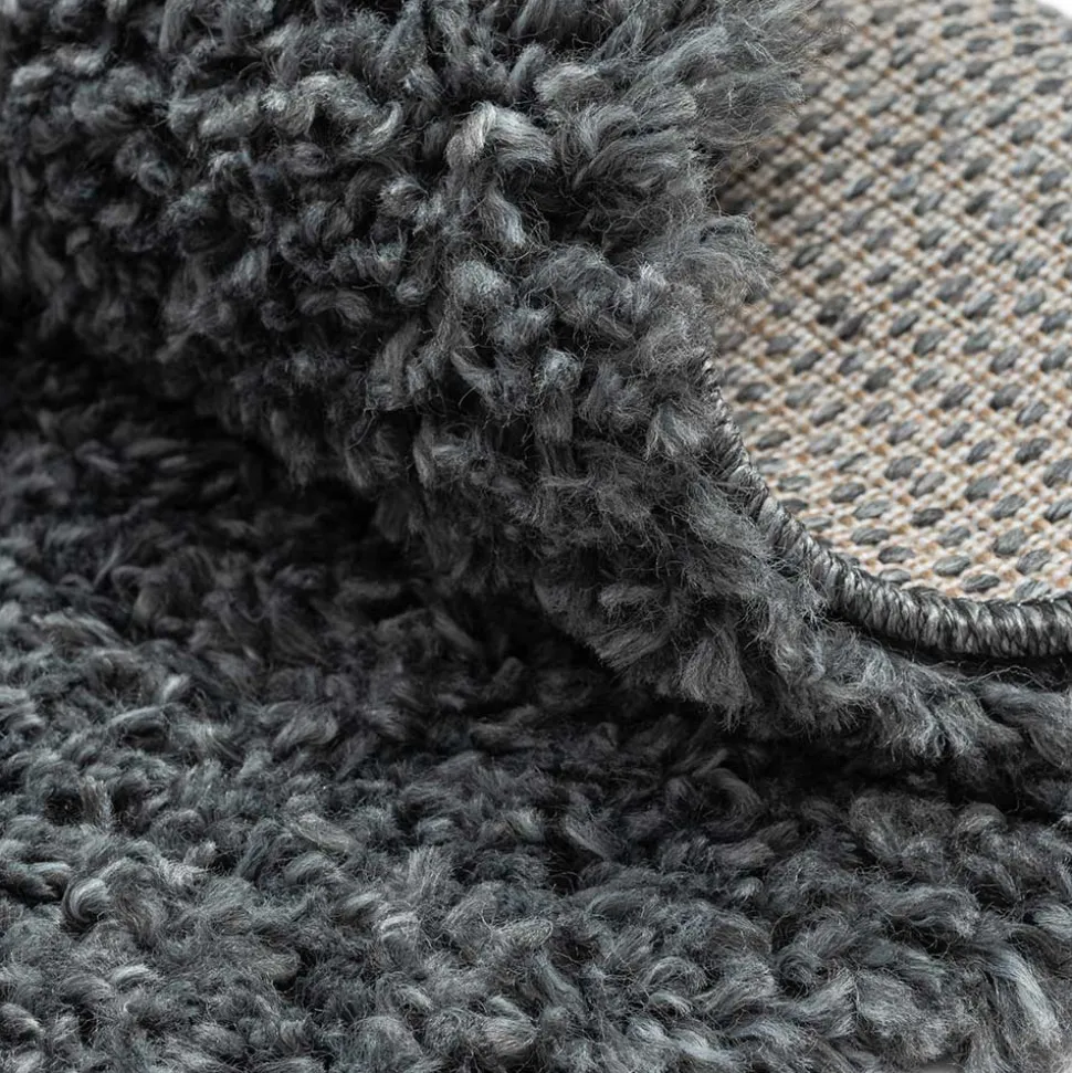 Hochflor Teppich in Dunkelgrau - Eleva