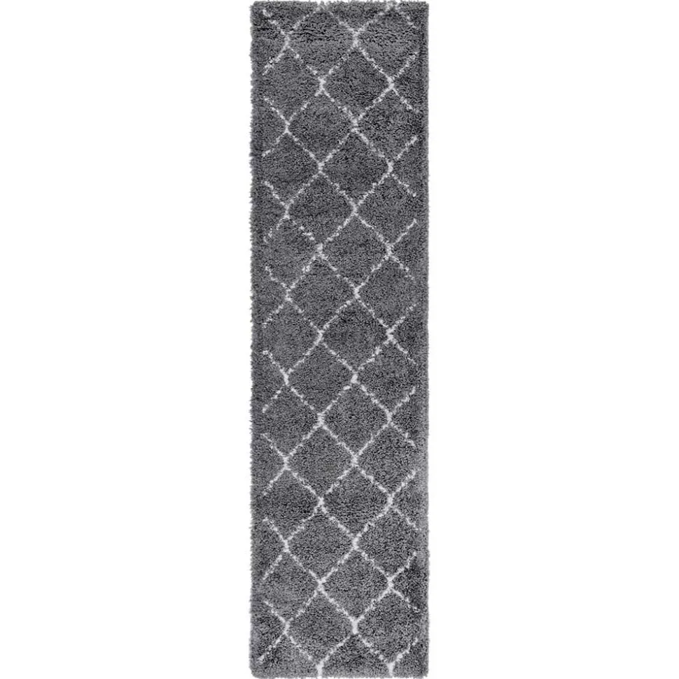 Hochflor Teppich in Grau und Creme - Ilena