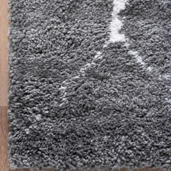 Hochflor Teppich in Grau und Creme - Ilena