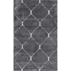 Hochflor Teppich in Grau und Creme - Ilena