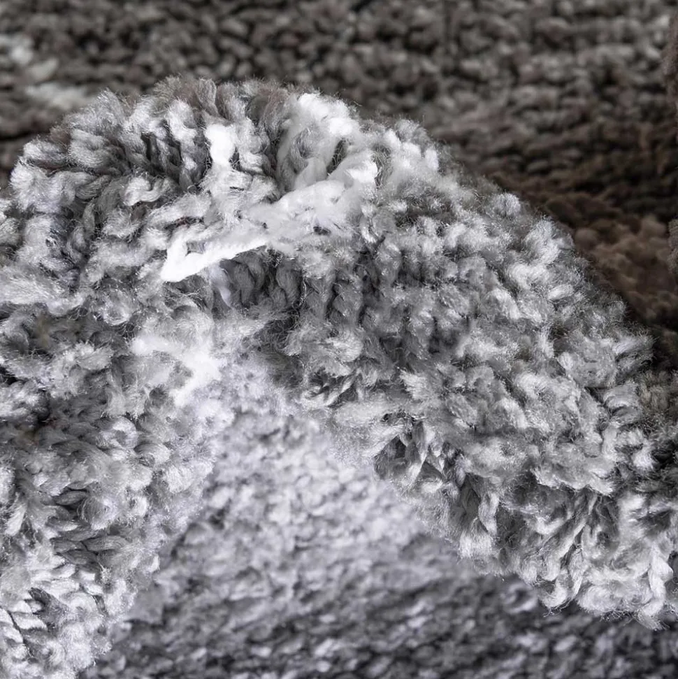 Hochflor Teppich in Grau und Creme - Ilena