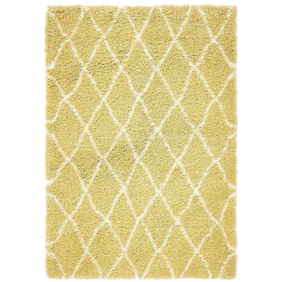 Hochflor Teppich Läufer in Gelb und Creme - Luzifania