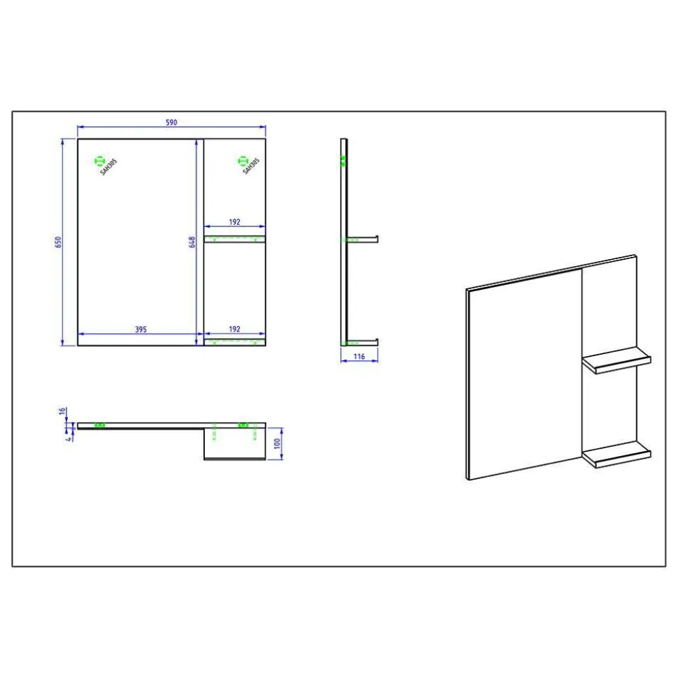 Hochglanz Badeinrichtung in Weiß - Vauflos (dreiteilig)