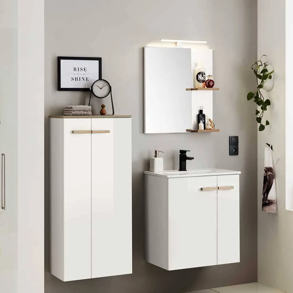 Hochglanz Badeinrichtung in Weiß - Vauflos (dreiteilig)