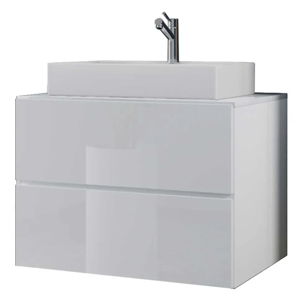 Hochglanz Badezimmermöbel Set in Weiß - Hillary (vierteilig)