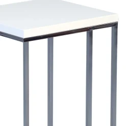 Hochglanz Beistelltisch in Weiß Samanta mit verchromtem Metallgestell