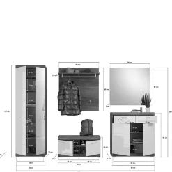 Hochglanz Flurmäbel Kombination - Nancys (fünfteilig)