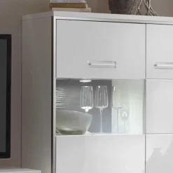 Hochglanz Highboard Tacroma in Weiß Glas