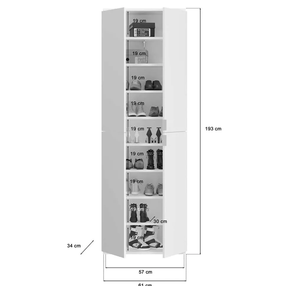 Hochglanz Kleiderschrank 6-türig - Ejulia (zweiteilig)