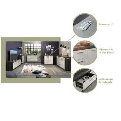 Hochglanz Kombi-Kommode in Weiß & Grau - Nancys