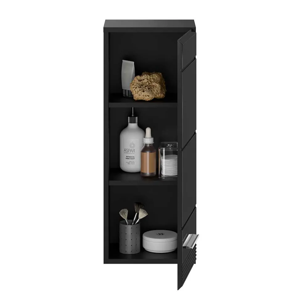 Hochglanz Oberschrank fürs Bad in Schwarz - Culina