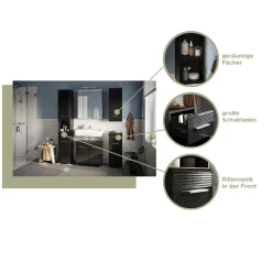 Hochglanz Oberschrank fürs Bad in Schwarz - Culina