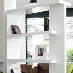 Hochglanz Raumteiler Design Regal in Weiß - Jasmon
