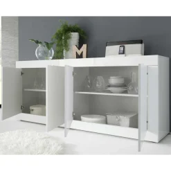 Hochglanz Sideboard in Weiß 4-türig - Sogno