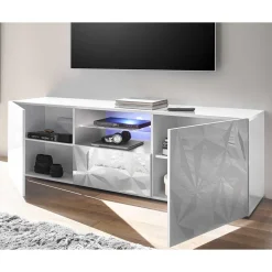 Hochglanz TV Board in Weiß mit Druck - Vovasoma