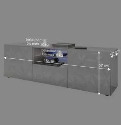 Hochglanz TV Board in Weiß mit Druck - Vovasoma