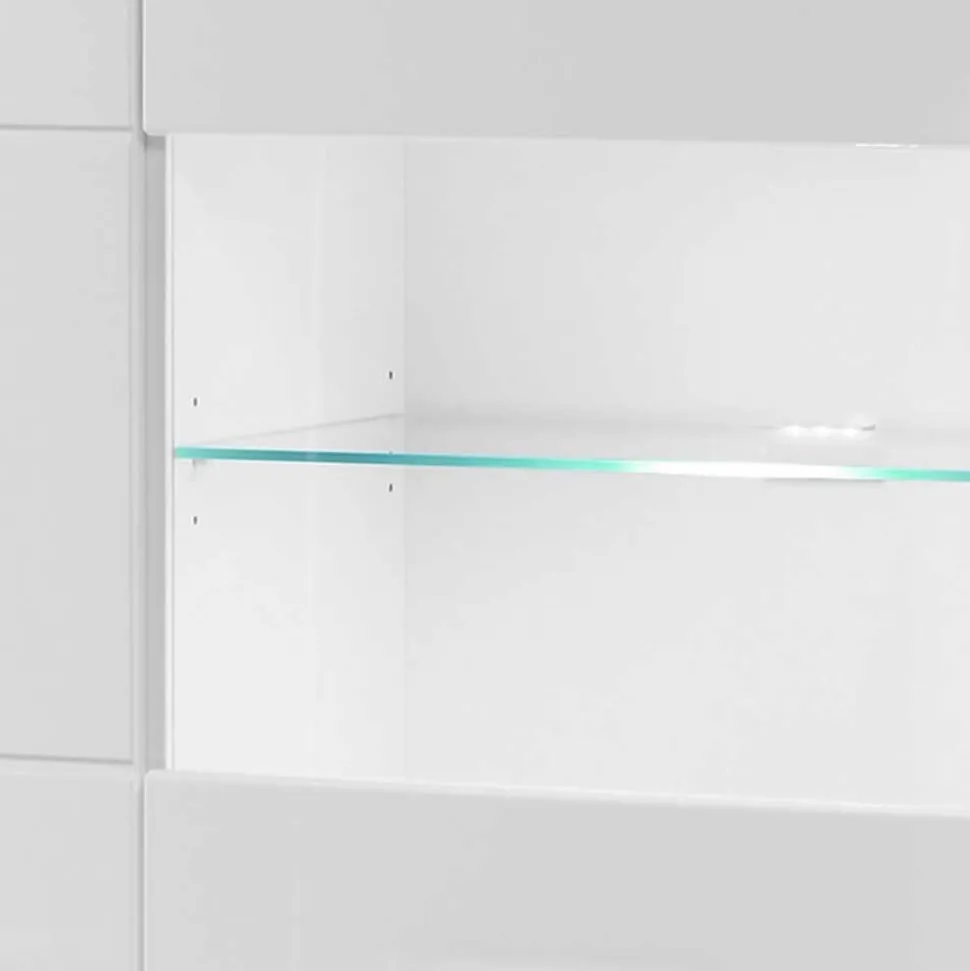 Hochglanz Vitrinenschrank in Weiß & Glas Yulis 3-türig