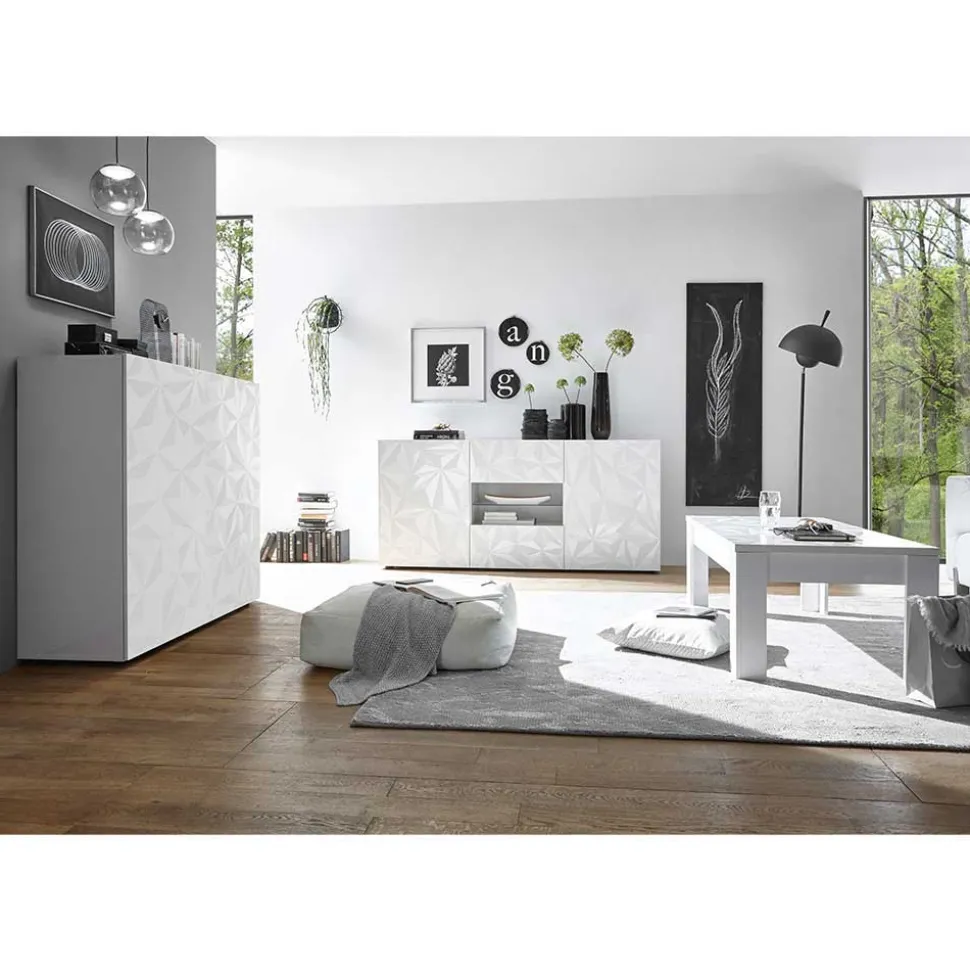 Hochglanz Wohnmöbel in Weiß - Vovasoma (dreiteilig)