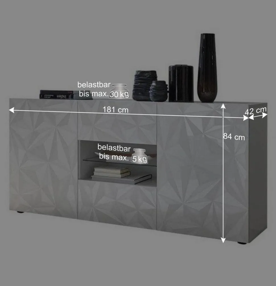 Hochglanz Wohnmöbel in Weiß - Vovasoma (dreiteilig)