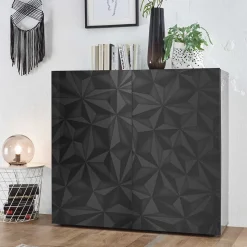 Hochglanz Wohnzimmermöbel in Grau - Kuriasna (dreiteilig)