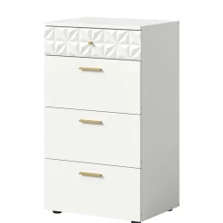 Hochglanzkommode in Weiß mit Gold - Ustabo