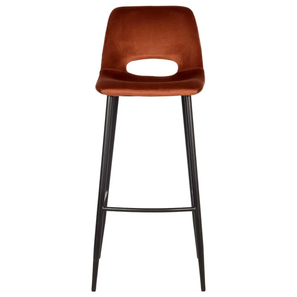 Hochhocker in Rostfarben Braun Samt - Zykla (2er Set)