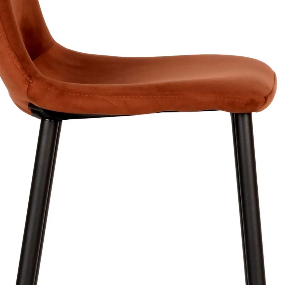 Hochhocker in Rostfarben Braun Samt - Zykla (2er Set)