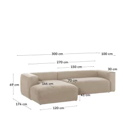 Hochwertige Chenille Eckcouch in Beige - Crotone