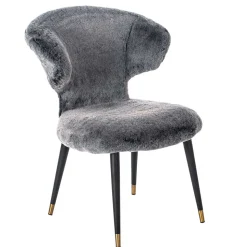 Hochwertiger Design Stuhl aus Kunstfell in Grau - Zarodrana
