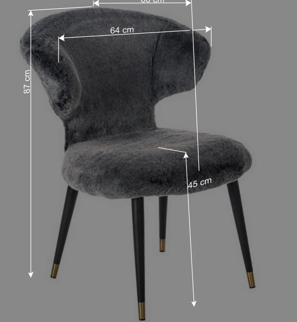 Hochwertiger Design Stuhl aus Kunstfell in Grau - Zarodrana