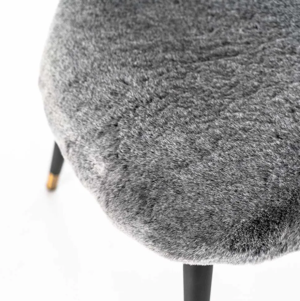 Hochwertiger Design Stuhl aus Kunstfell in Grau - Zarodrana