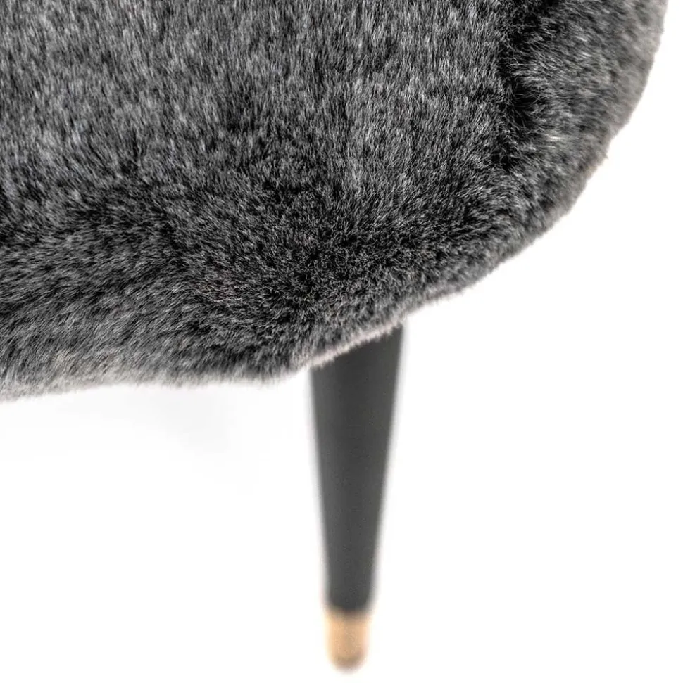 Hochwertiger Design Stuhl aus Kunstfell in Grau - Zarodrana