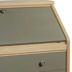 Hochwertiger Schreibschrank in Beigegrau & Eiche - Liaria