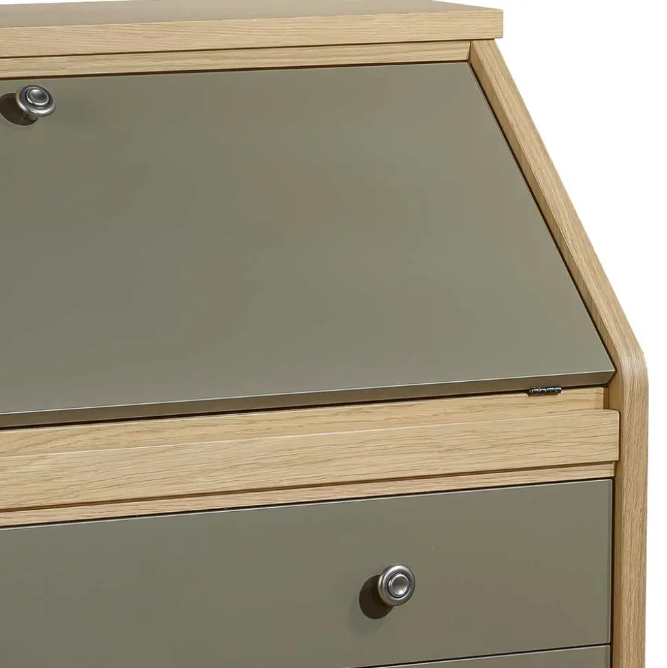 Hochwertiger Schreibschrank in Beigegrau & Eiche - Liaria