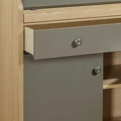 Hochwertiger Schreibschrank in Beigegrau & Eiche - Liaria