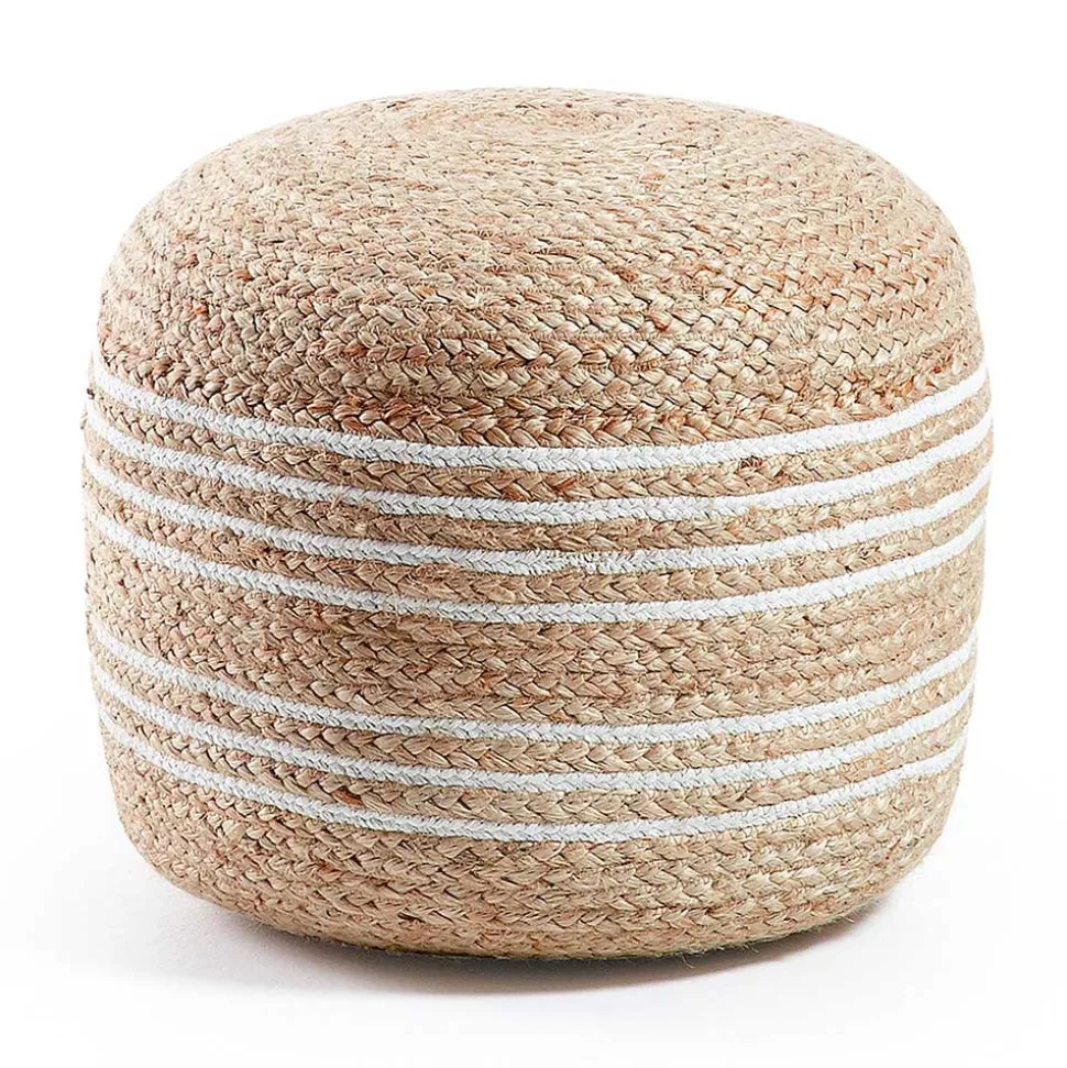 Hocker aus Jute Geflecht in Natur & Weiß - Bondio