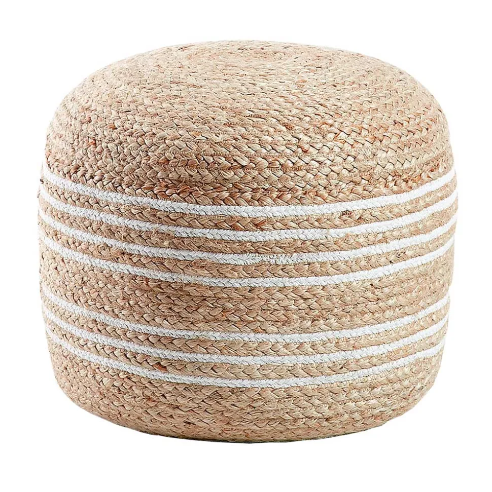 Hocker aus Jute Geflecht in Natur & Weiß - Bondio