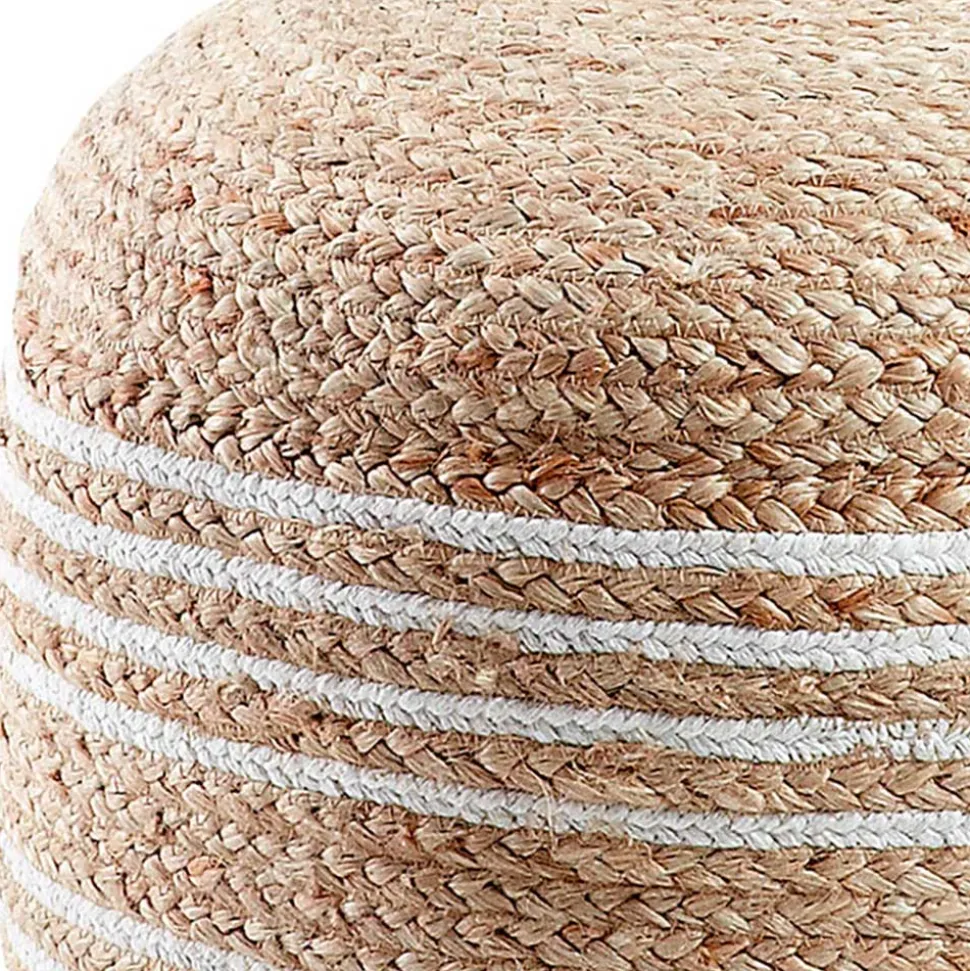 Hocker aus Jute Geflecht in Natur & Weiß - Bondio