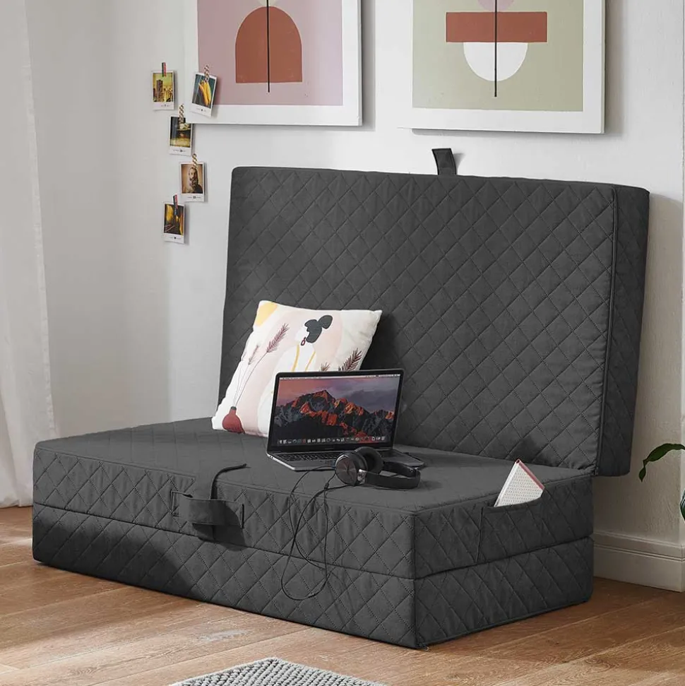 Hocker Faltmatratze in Anthrazit Webstoff - Indyron