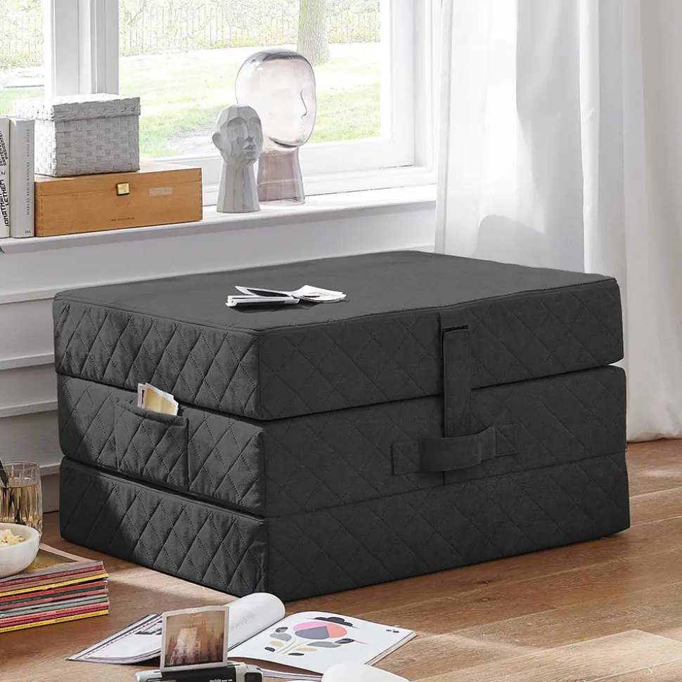 Hocker Faltmatratze in Anthrazit Webstoff - Indyron