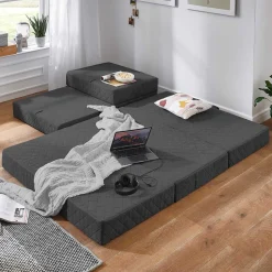 Hocker Faltmatratze in Anthrazit Webstoff - Indyron