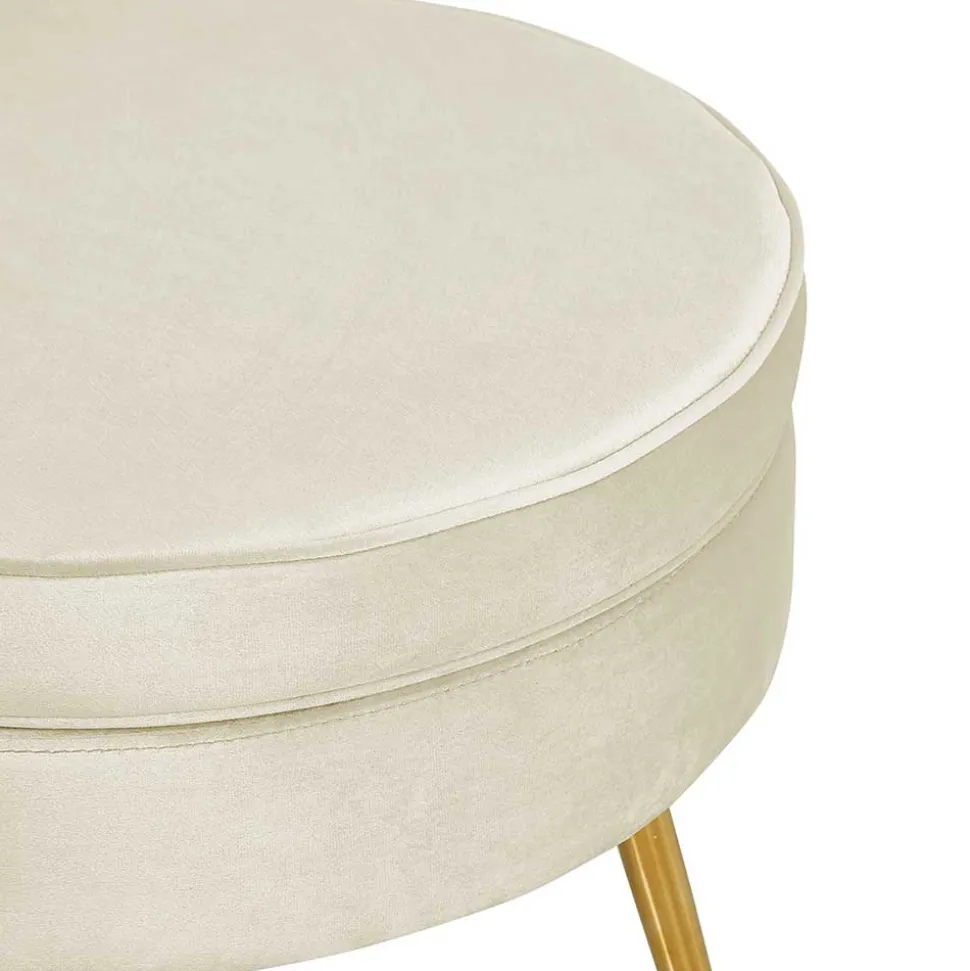 Hocker in Beige Samtbezug - Mamba