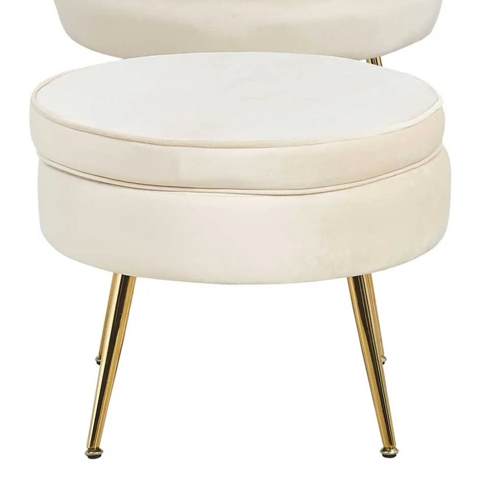Hocker in Beige Samtbezug - Mamba