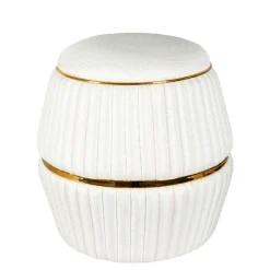 Hocker in Cremeweiß mit Gold - Josue