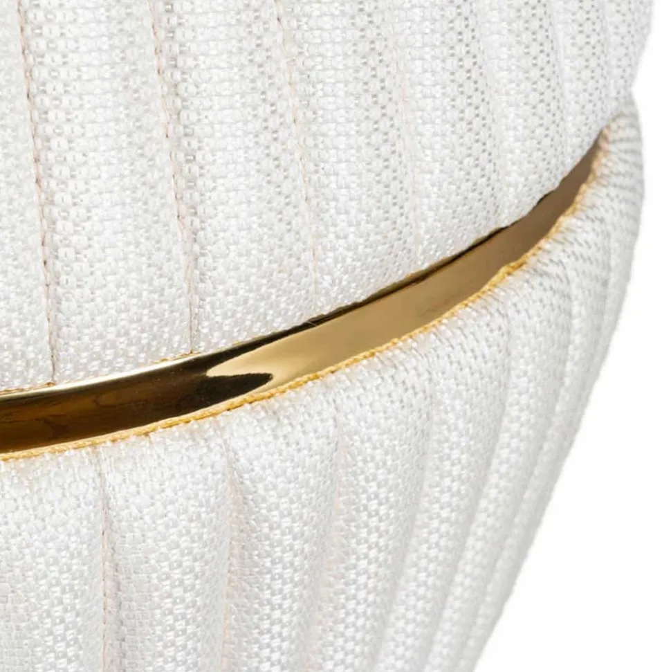 Hocker in Cremeweiß mit Gold - Josue